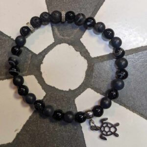 Bracelet de pierre semi-précieuse - Agate à Dentelle Noire