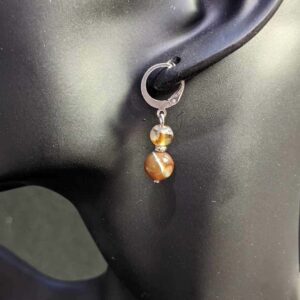 Boucle d'oreille Agate à dentelle Brune